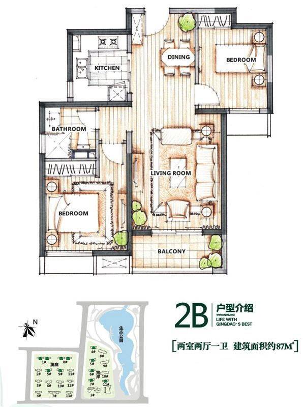 万科生态城普通住宅87㎡户型图