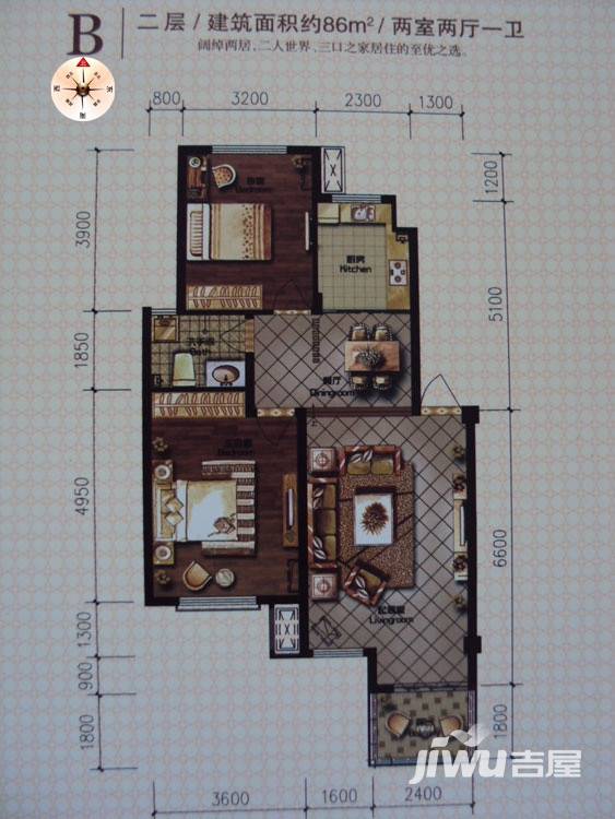 正商红枫谷普通住宅86㎡户型图