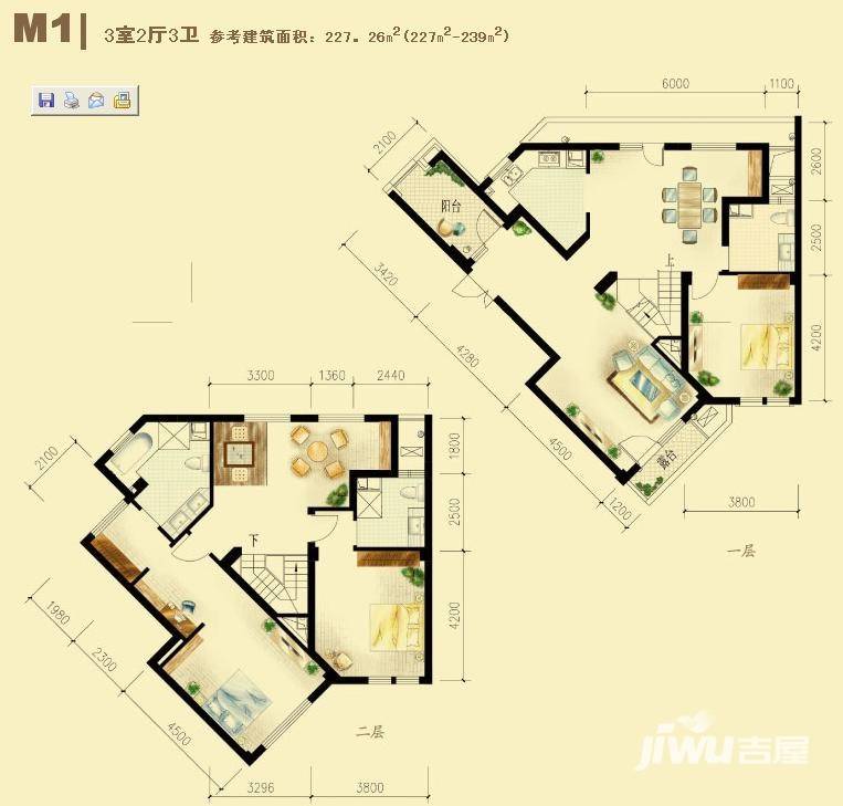 绿城理想之城普通住宅227.3㎡户型图