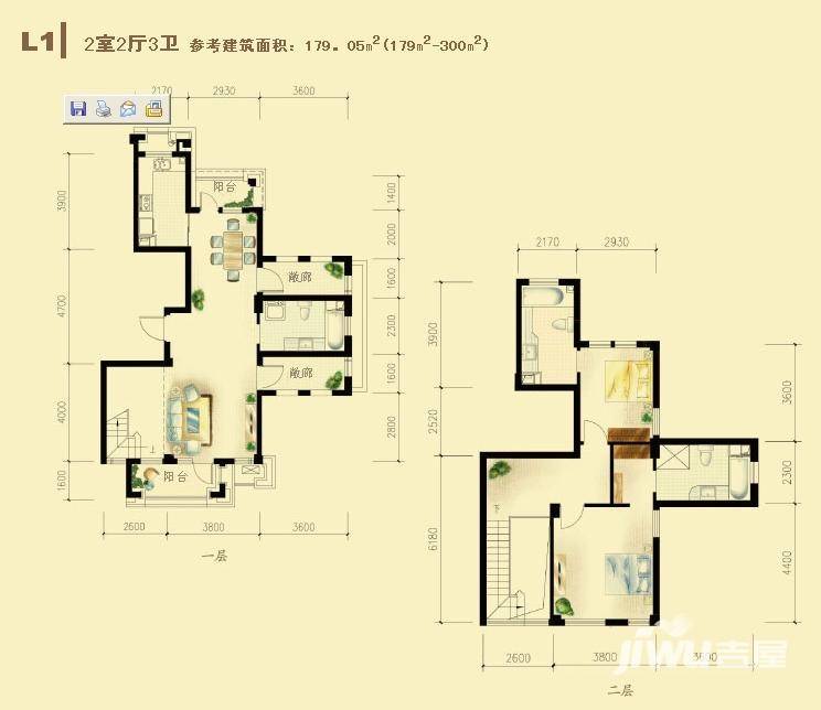 绿城理想之城普通住宅97.1㎡户型图