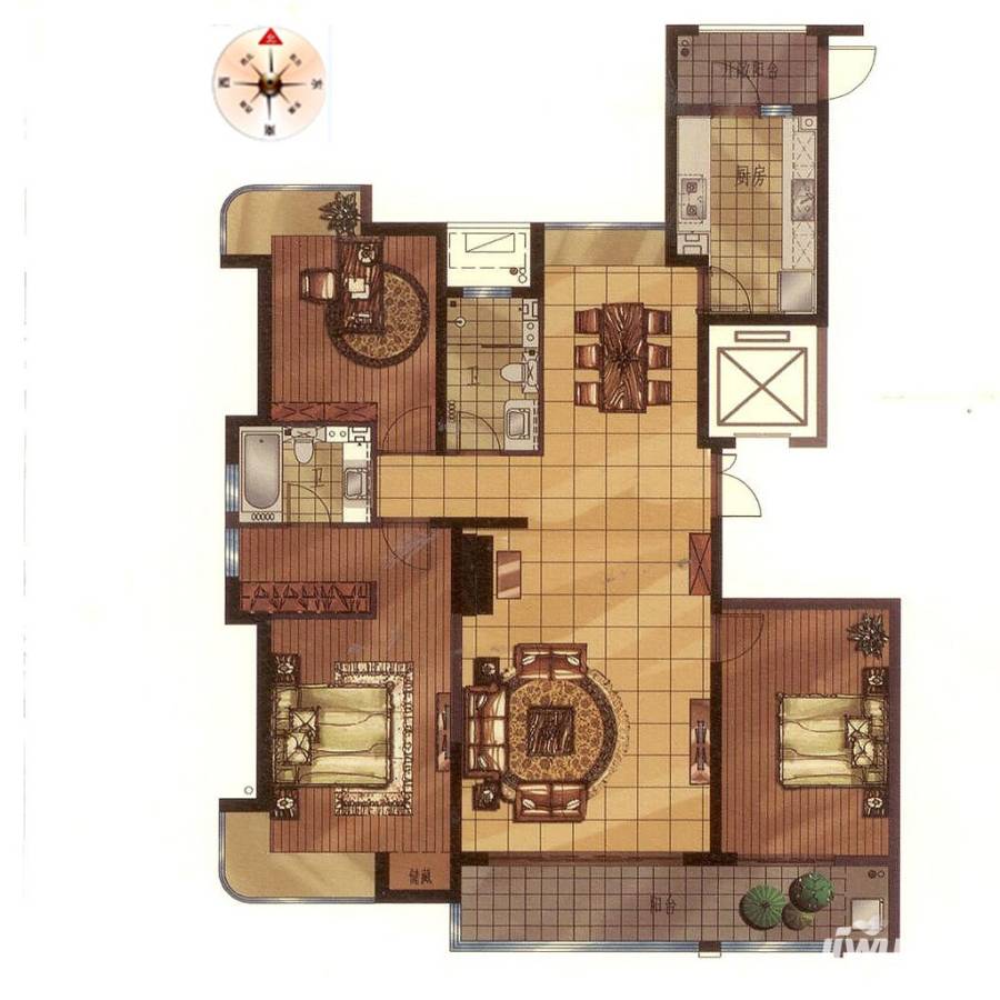 瑞源名嘉汇3室2厅2卫170㎡户型图