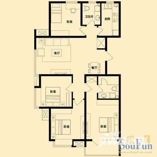 海信都市逸品4室2厅2卫137.5㎡户型图