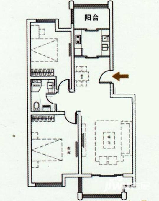 城建桃源山色普通住宅91㎡户型图