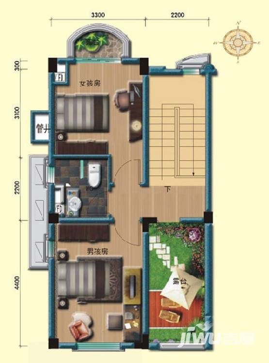 蓬莱碧桂园3室2厅3卫170㎡户型图