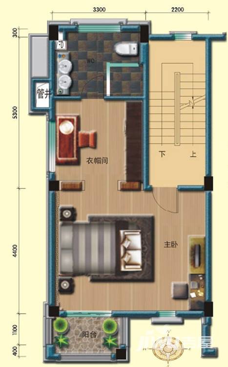 蓬莱碧桂园3室2厅3卫170㎡户型图