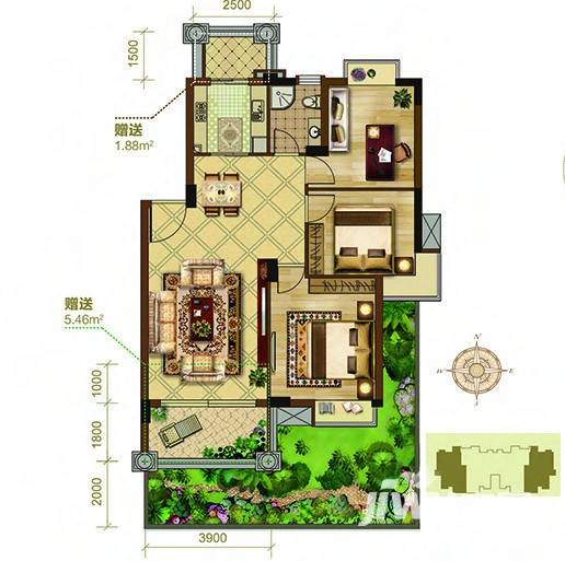 香逸湖畔花园普通住宅89㎡户型图