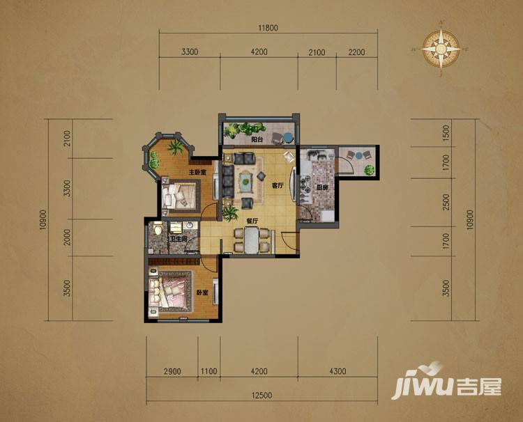 青桦逸景普通住宅91㎡户型图