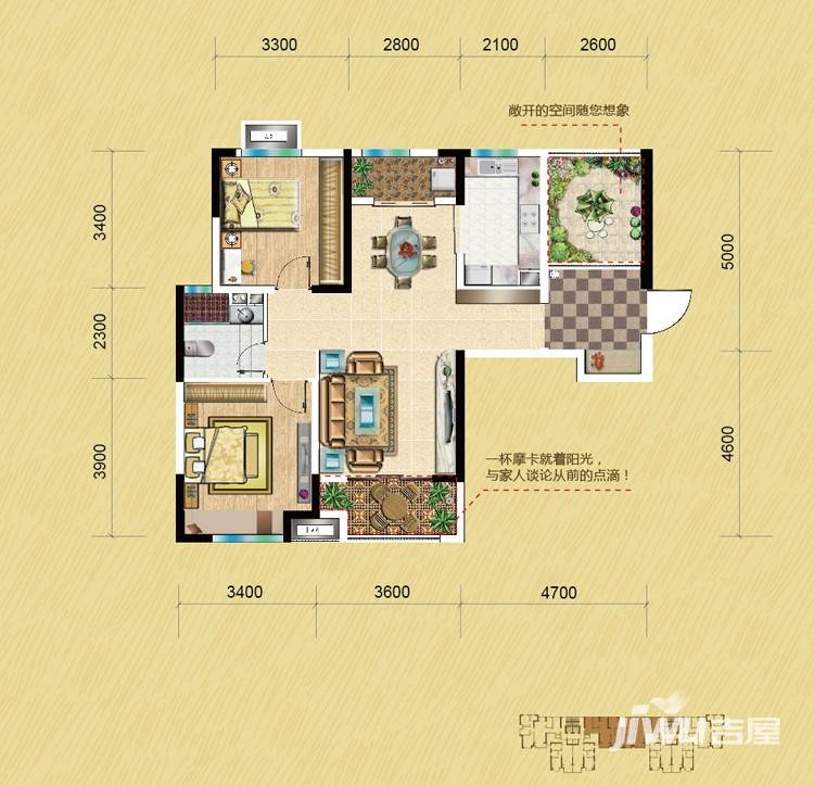 中铁诺德广场普通住宅93.9㎡户型图