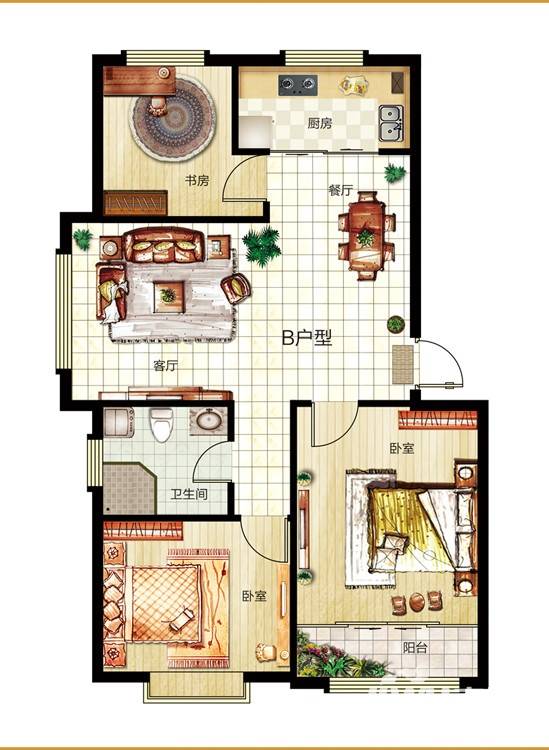 官庄豪庭普通住宅94.5㎡户型图