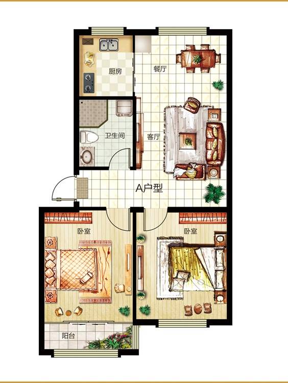 官庄豪庭普通住宅82.5㎡户型图