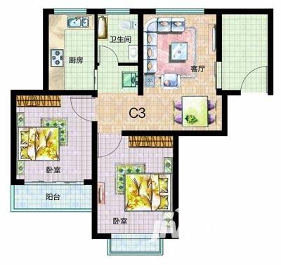 金域蓝湾普通住宅71.7㎡户型图