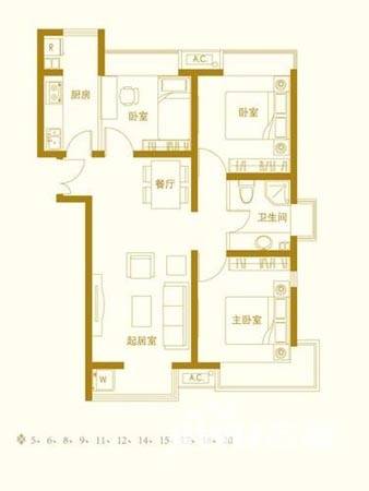 玺萌橘子洲普通住宅92.8㎡户型图