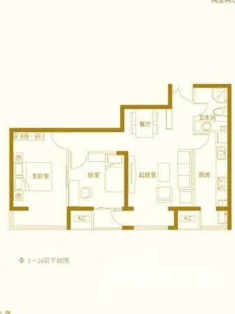 玺萌橘子洲普通住宅87.8㎡户型图