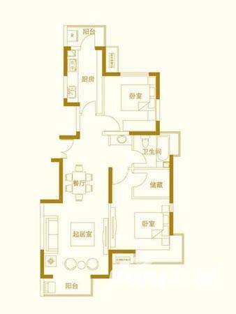 玺萌橘子洲普通住宅90.1㎡户型图