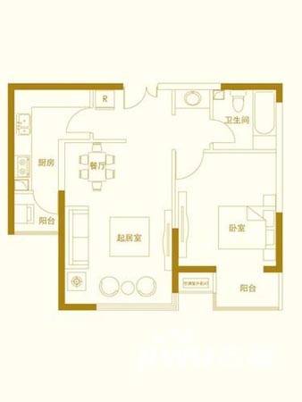 玺萌橘子洲普通住宅66.6㎡户型图