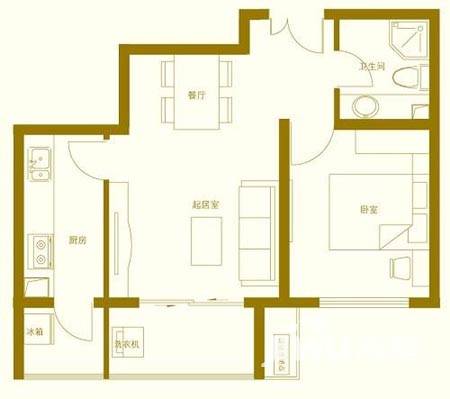 玺萌橘子洲普通住宅62.2㎡户型图