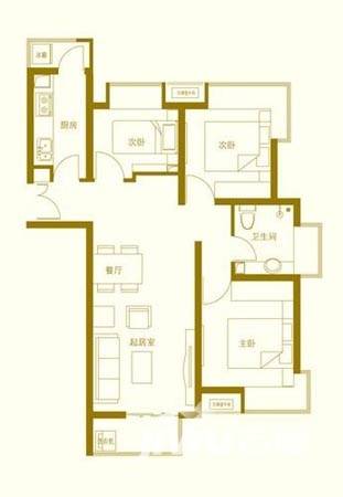 玺萌橘子洲普通住宅89.5㎡户型图