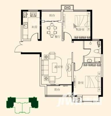 康和新城普通住宅88.3㎡户型图