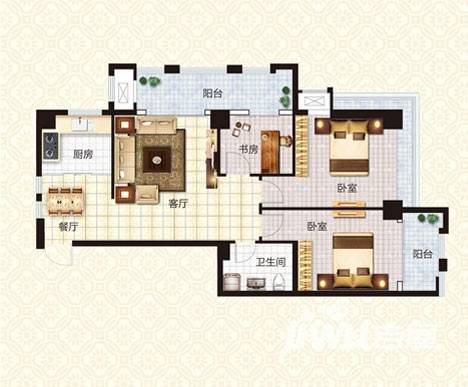 泰然名居3室2厅1卫109.5㎡户型图