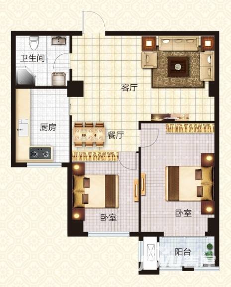 泰然名居普通住宅93㎡户型图