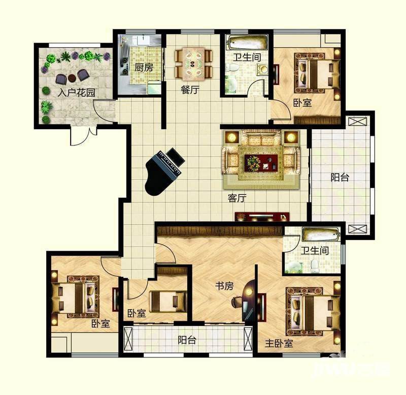 福道家园4室2厅0卫190㎡户型图