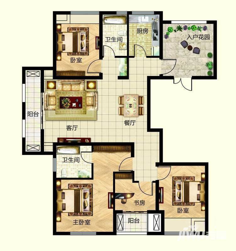 福道家园4室2厅0卫145㎡户型图