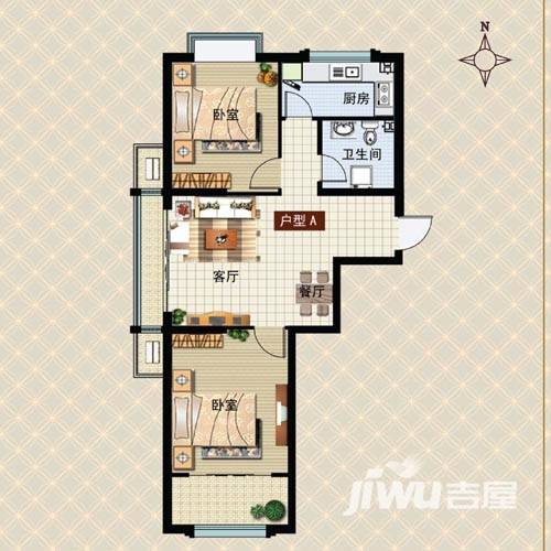 润鼎家园普通住宅91.8㎡户型图