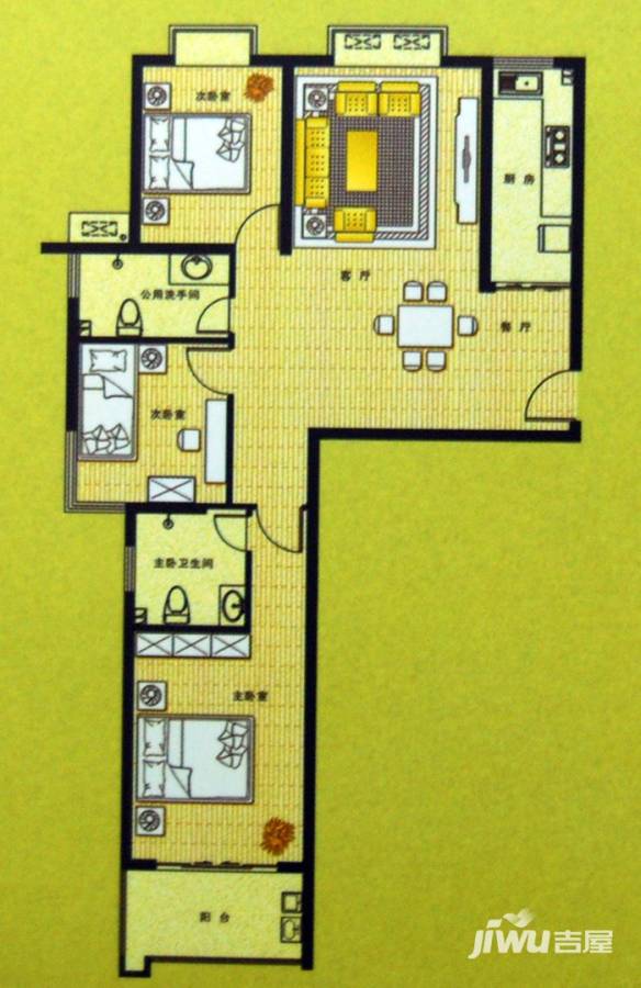 连城水岸二期3室2厅2卫127㎡户型图