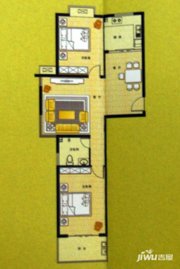 连城水岸二期2室2厅1卫112.6㎡户型图