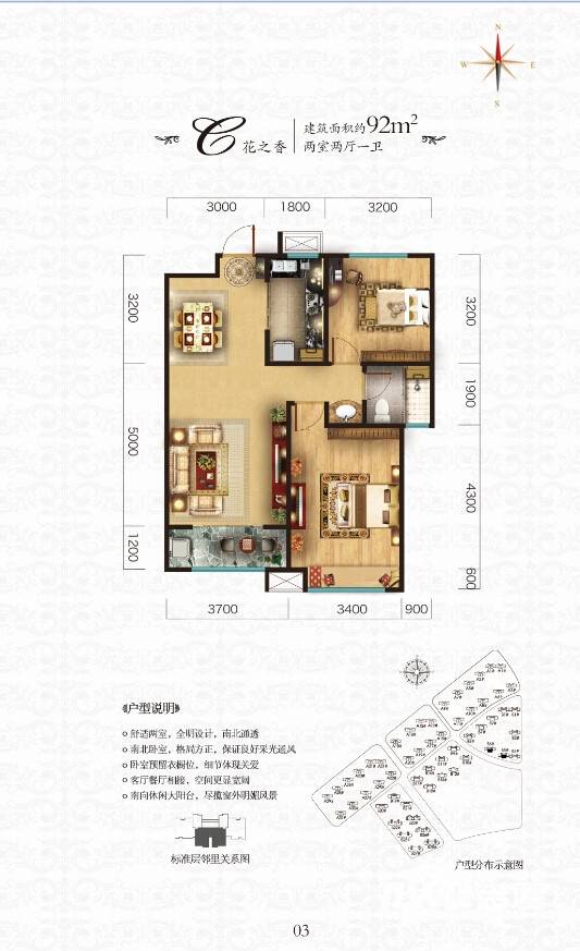 中海华山珑城普通住宅92㎡户型图