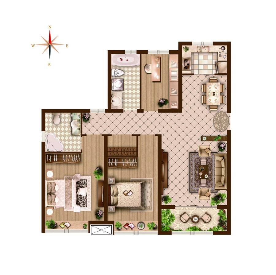 鑫苑世家公馆3室2厅2卫115㎡户型图