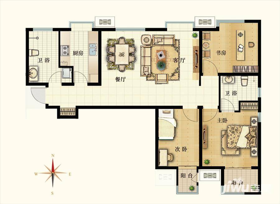 明湖·白鹭郡3室2厅2卫115.8㎡户型图