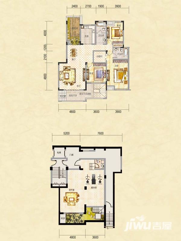 中建瀛园别墅4室2厅3卫274.3㎡户型图