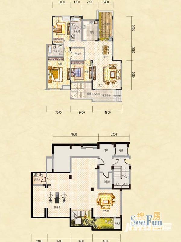 中建瀛园别墅4室2厅3卫338.7㎡户型图