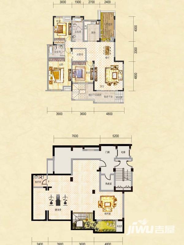 中建瀛园别墅4室2厅3卫338㎡户型图