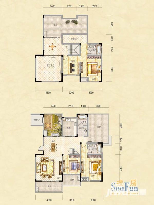 中建瀛园别墅5室2厅3卫200㎡户型图