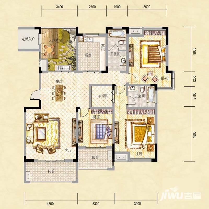 中建瀛园别墅3室2厅2卫157㎡户型图