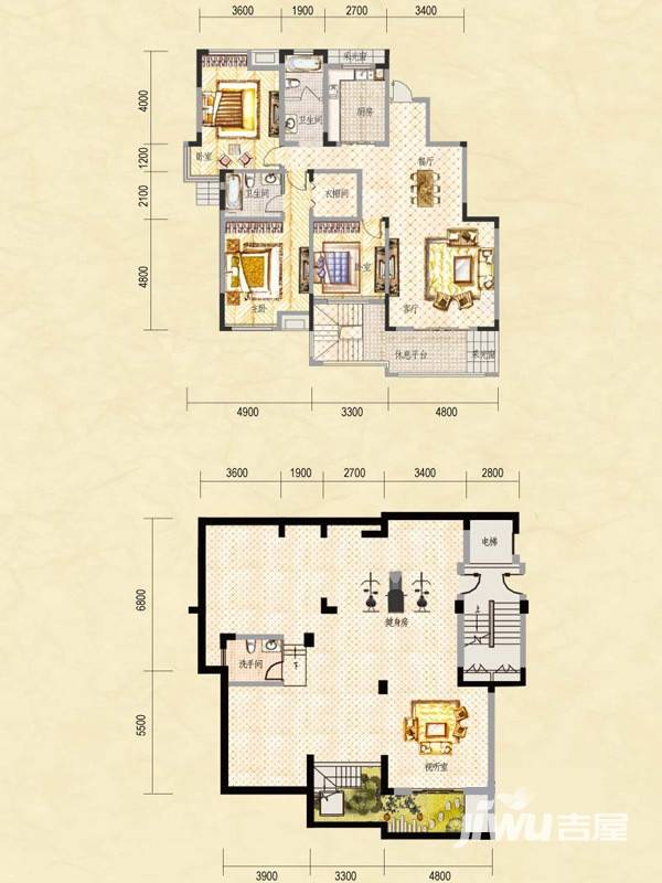 中建瀛园别墅4室2厅3卫379.8㎡户型图