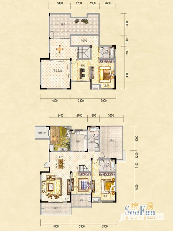 中建瀛园别墅5室2厅3卫200.3㎡户型图