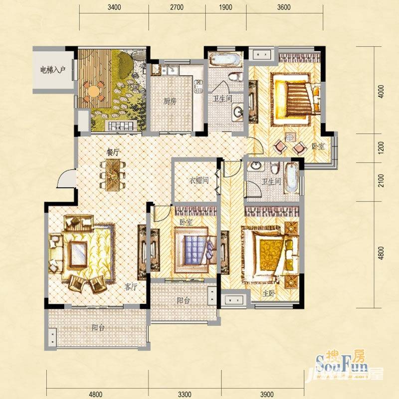 中建瀛园别墅3室2厅2卫157.9㎡户型图