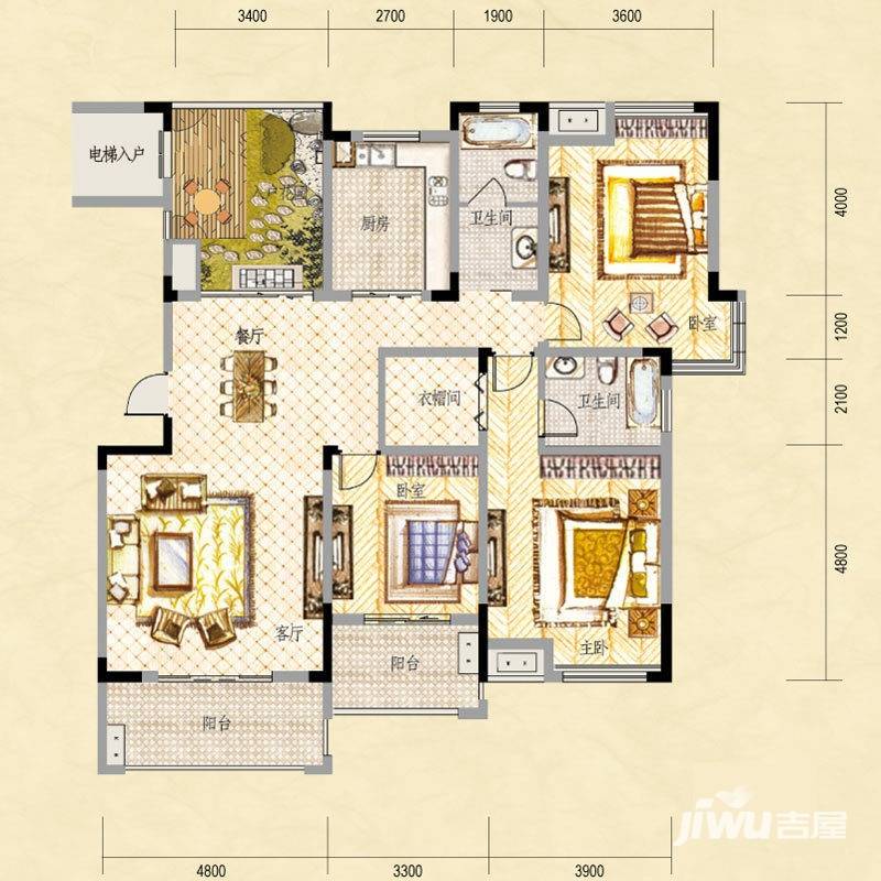 中建瀛园别墅3室2厅2卫157㎡户型图