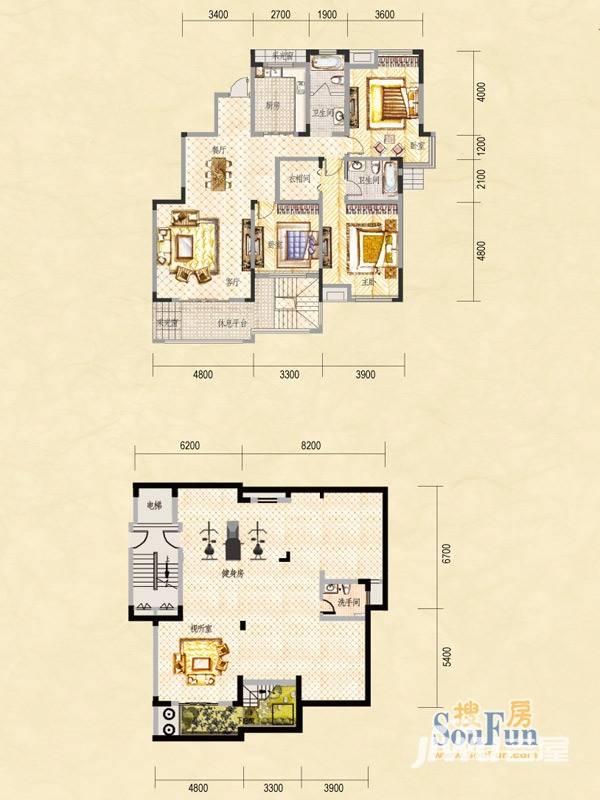 中建瀛园别墅4室2厅3卫342.9㎡户型图