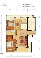 绿城百合花园2室2厅1卫100㎡户型图