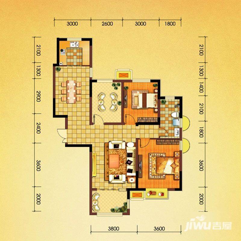 中国诺贝尔城3室2厅1卫户型图