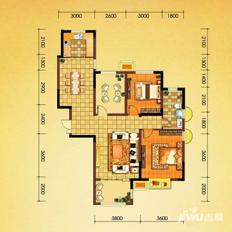 中国诺贝尔城3室2厅1卫户型图