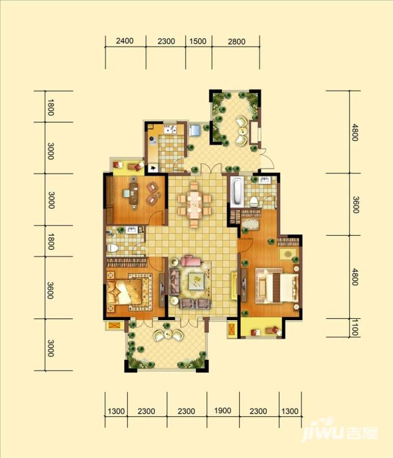 中国诺贝尔城3室2厅2卫户型图