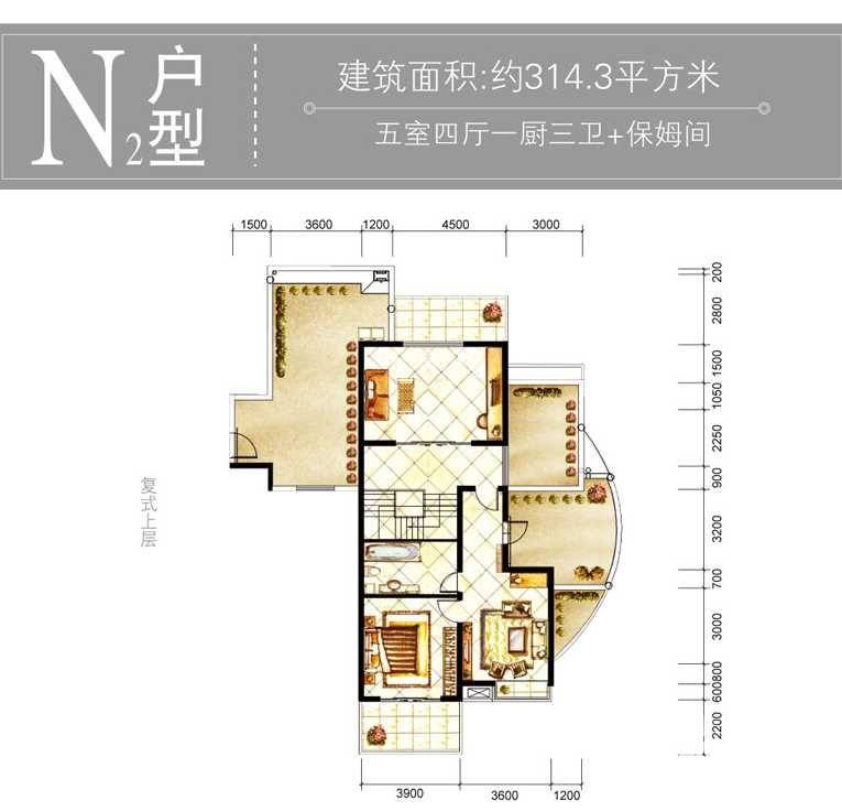 山水泉城5室3厅3卫户型图