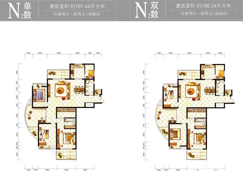 山水泉城4室2厅2卫户型图