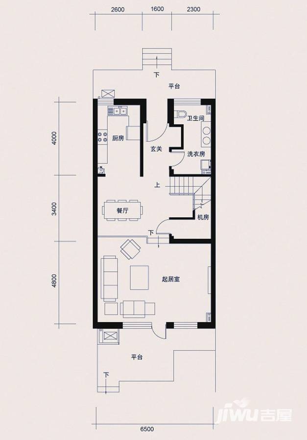 鲁商御龙湾户型图 排别墅15,16号楼g1一层户型81.04米2