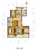 山东高速绿城·玉兰花园3室2厅2卫140㎡户型图